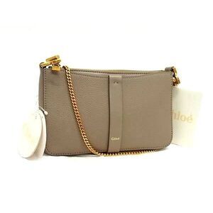 Chloe Leather Chain Crossbody Shoulder Bag Greige
